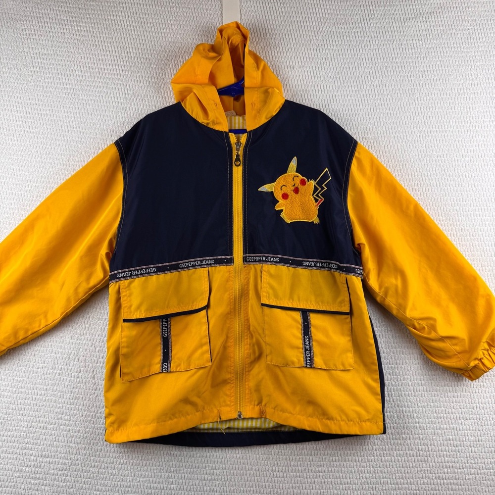 Vintage Pokemon Pikachu Kids Yellow Navy Hooded Jacket Geepepper Jeans Flaw